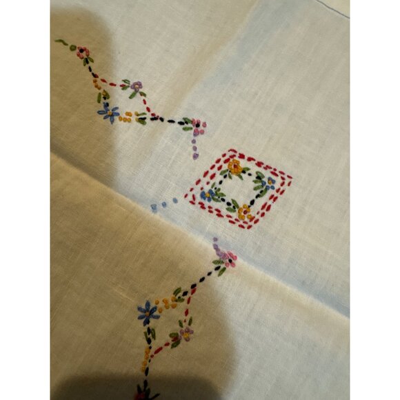 Vintage Hand-Embroidered Card Table Cover  With Clubs, Heart Diamond and Spade D - Picture 7 of 11